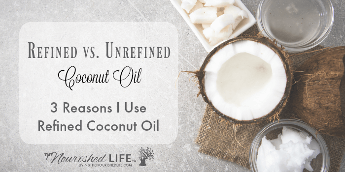 3 Reasons I Use Refined Coconut Oil: split in half coconut on a pretty burlap mat